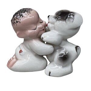 Vintage Van Tellingen Hugging Bear Baby Boy Bedtime Ceramic Salt Pepper Shakers